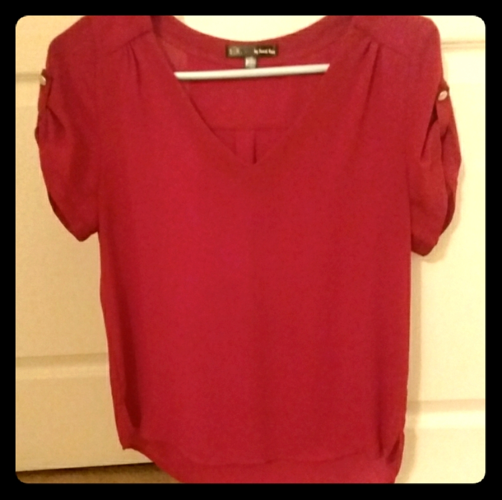 Classic red high low blouse